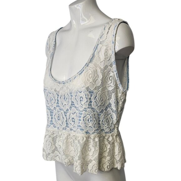 Anthropologie Maeve Lace Overlay Cropped Top Size Large Layer Look Floral NWT - Picture 9 of 9
